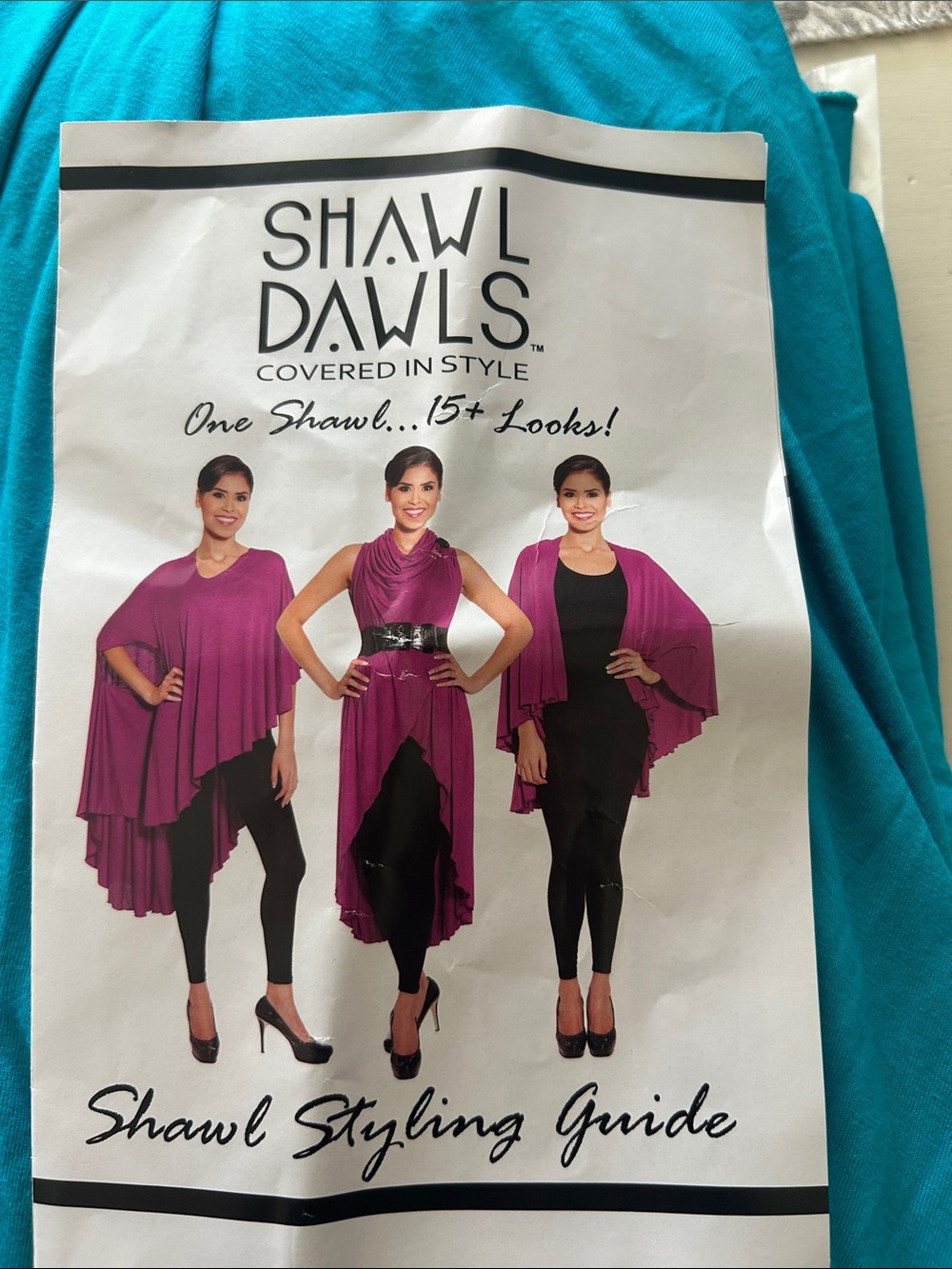 Shawl Dawls convertible wrap long shawl in turquoise.